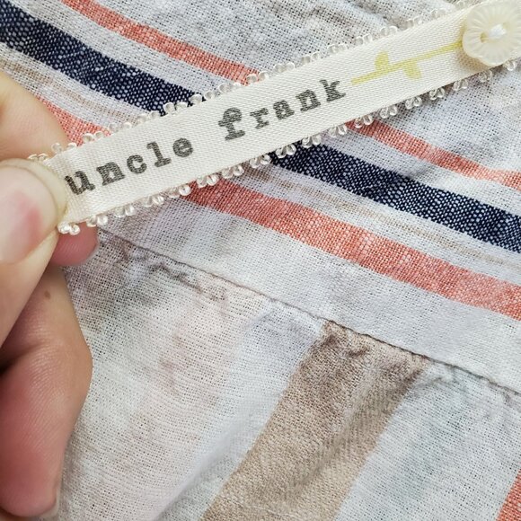 Uncle Frank Dress Womens Large Multicolor Striped Lightweight Linen Blend Midi - Picture 2 of 8